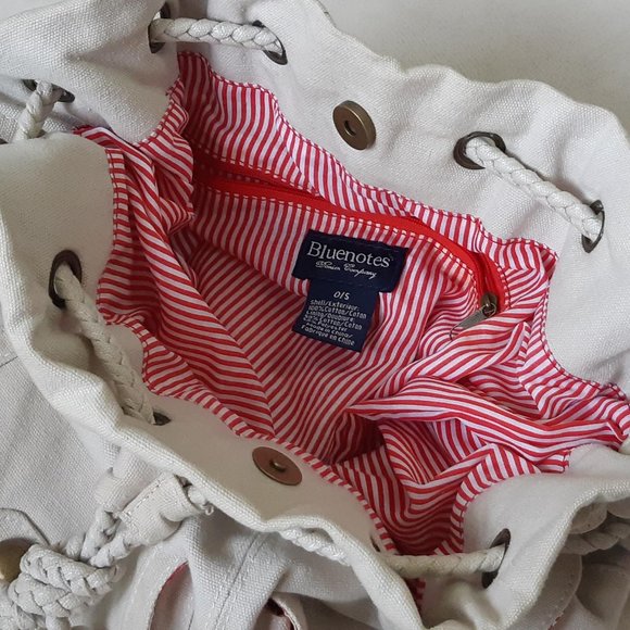 Bluenotes | Cream Canvas Drawstring Bucket Bag - Picture 4 of 9